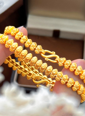 新款小众中古风设计感越南沙金999不掉色太阳花珠珠手链防黄金色