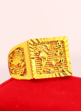 越南沙金首饰沙金男士大气马到功成开口戒指 金店同款高级感轻奢