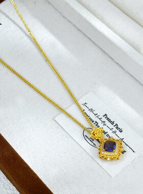 越南沙金欧美亚马逊彩钻紫锆石紫宝镶锆石吊坠女精致项链锁骨链