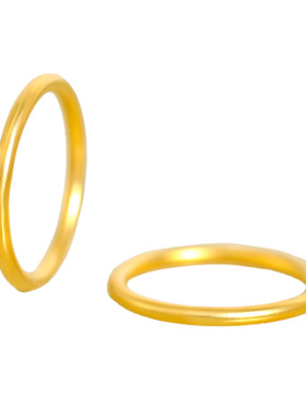 越南沙金999不掉色极细2mm泥鳅背素圈戒指百搭简约轻奢食指戒女士