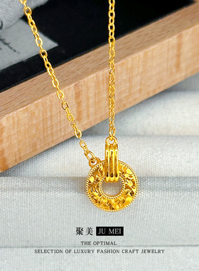 轻奢设计感爆闪璀璨碎冰环环相扣套链越南沙金女款设计感项链