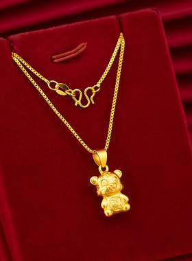 送人小礼品沙金生肖虎吊坠女款精品虎年新品小超人萌虎吊坠项链