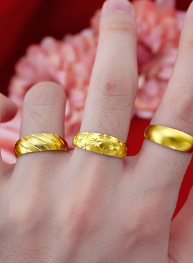 金版古法1:1经典款复古满天星戒 欧美沙金时尚印字喷砂流星雨男戒