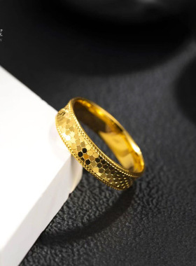 金店同款闪闪亮镜龙鳞戒指沙金999沙金情侣对戒鱼鳞指环不掉色