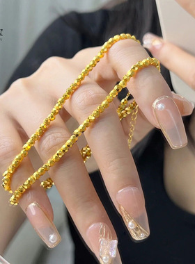 越南沙金金店同款碎碎金项链爆闪碎金子沙金轻奢蹦迪锁骨链不掉色