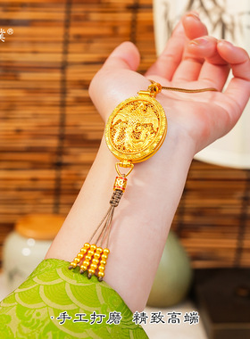 越南沙金花丝龙凤香囊项链新中式凤凰于飞情侣仿真金色毛衣链男女