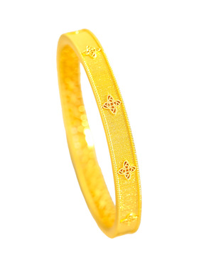 周家同款越南沙金金丝织锦四叶花手镯新中式仿真金镯子花丝手环女