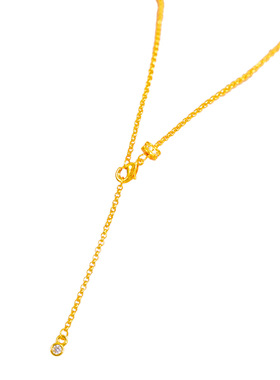 金店同款越南沙金镶钻跑环龙虾扣Y字龙虾扣项链极简百搭素链女