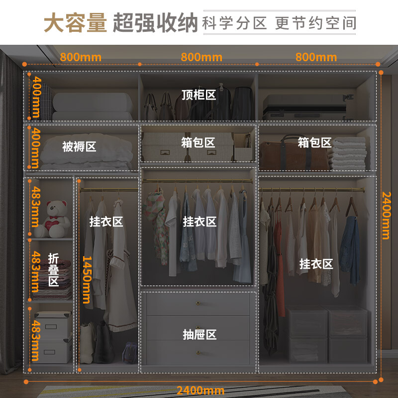 转角衣柜家用卧室轻奢衣帽间组合柜步入式L型一门到顶木质大衣橱 - 图1