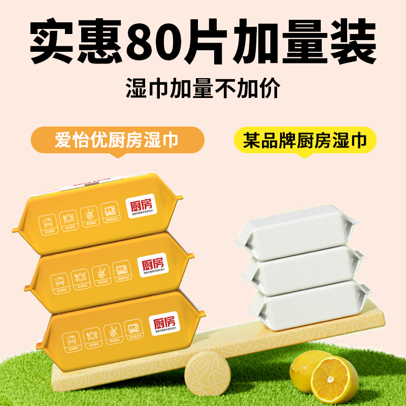 爱怡优厨房湿巾去油去污家用加大加厚一次性抹布去油污油烟机清洁