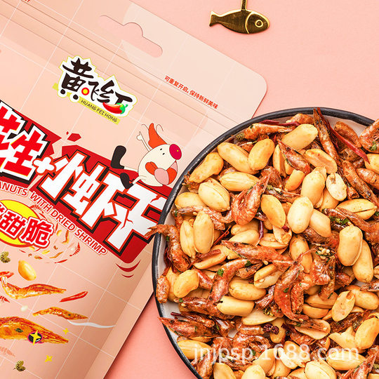黄飞红小鱼小虾干98g麻辣花生甜脆鳀鱼休闲零食下午茶解馋下酒菜