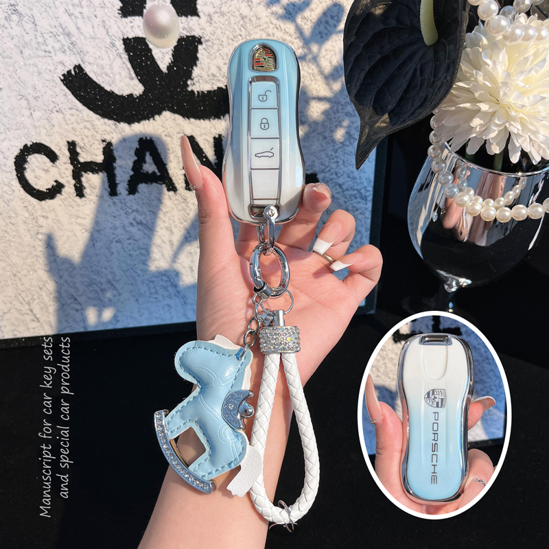 保时捷汽车钥匙套壳扣保护套 Macan卡宴911 新帕拉梅拉718 taycan