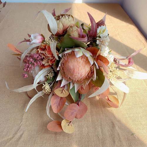 M155秋色咖黄色系手札花束仿真花绢花假花欧式 - 图1