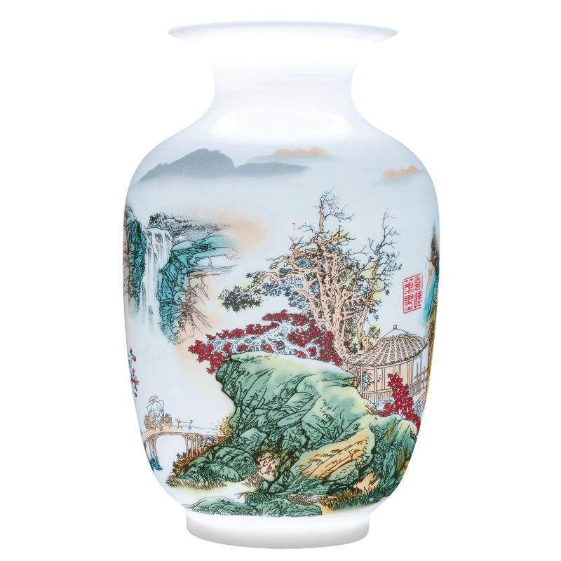 迷你版小号陶瓷花瓶玄关博古架办公桌摆件粉彩山水画冬瓜瓶薄胎瓷,淘宝优惠券,粉丝福利购,淘宝优惠卷