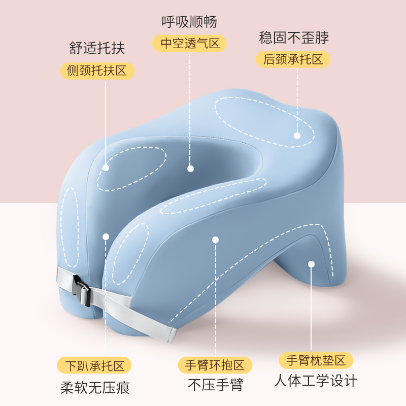 记忆棉u型多功能午睡枕办公室趴睡枕学生午休枕旅行便携护颈脖枕 - 图0