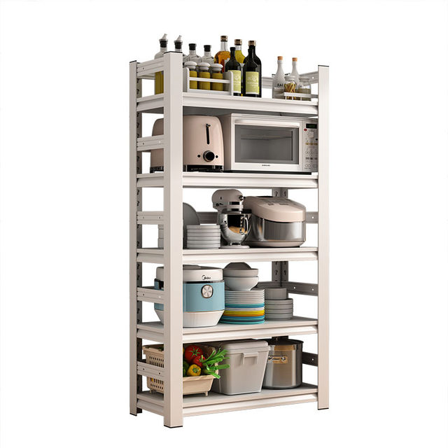 German kitchen shelf floor-standing multi-layer storage rack microwave oven household white cabinet shelf storage rack