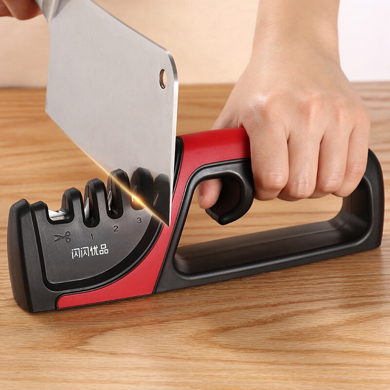磨T刀器家用四合一多功能磨刀石 磨剪刀厨房菜刀手动快速磨刀工具 - 图0