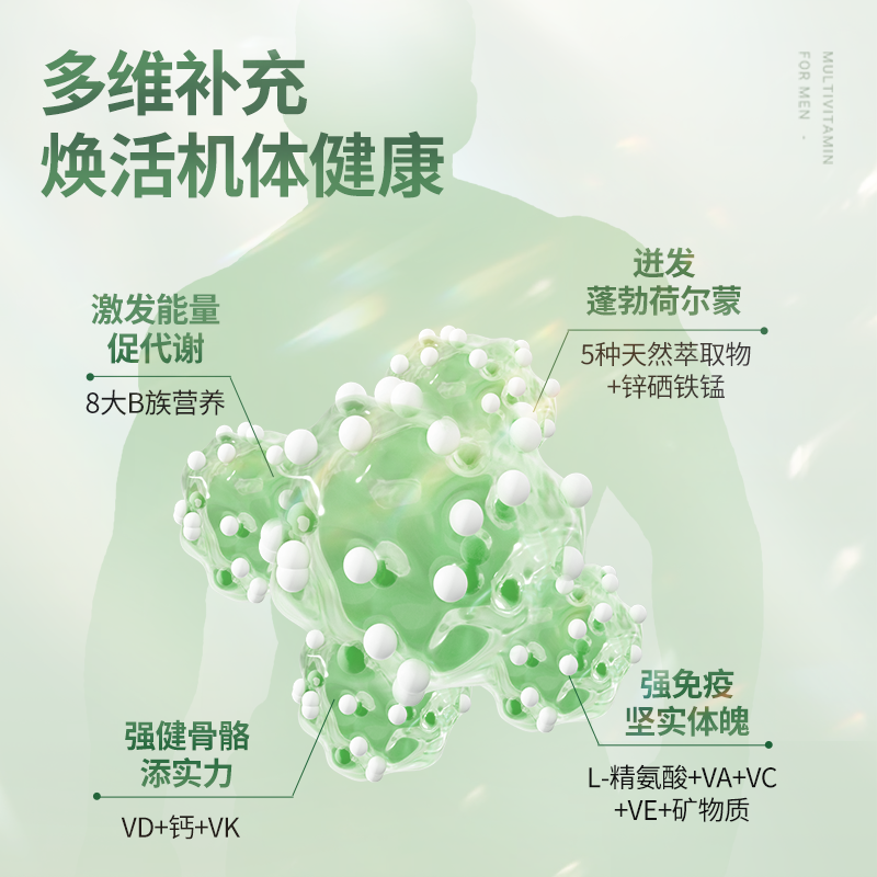 【6瓶装】诺特兰德小蓝丸男士复合维生素叶酸牡蛎精氨酸钙镁锌硒