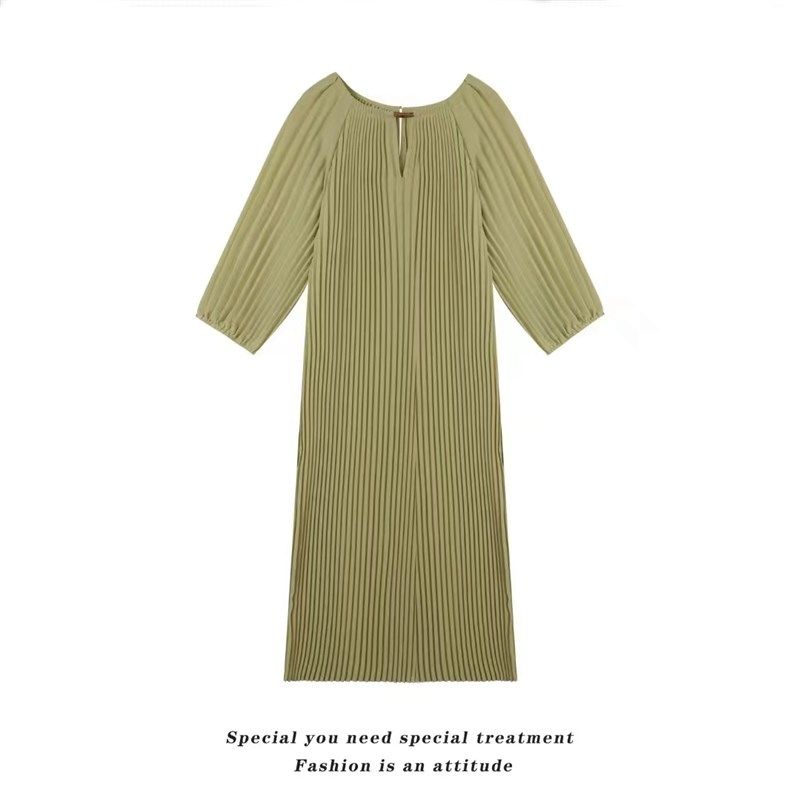 孕妇连衣裙夏季新款时尚圆领百褶纯色裙宽松显遮肚2023年韩版女潮,淘宝优惠券,粉丝福利购,淘宝优惠卷