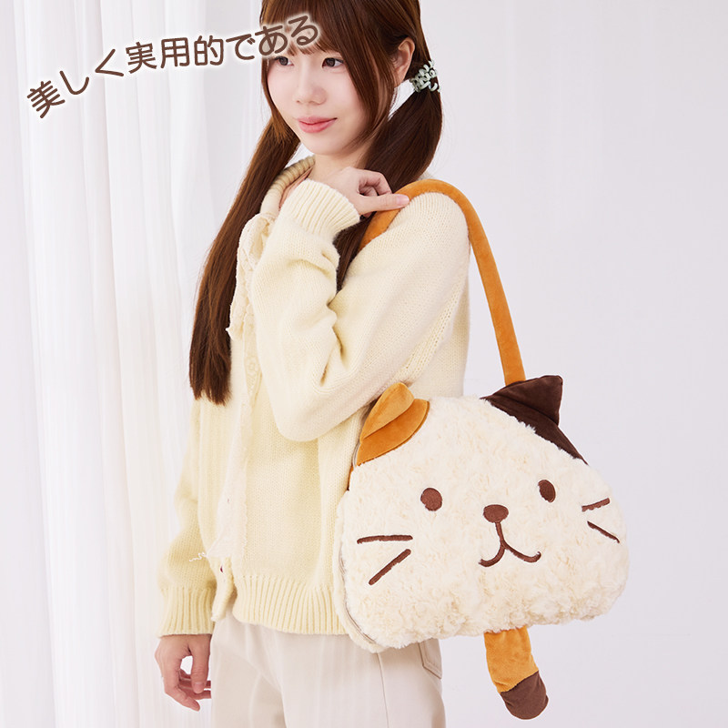 hapins猫咪可收纳午睡毯抱枕可爱被子两用办公室午睡毯旅行随身包