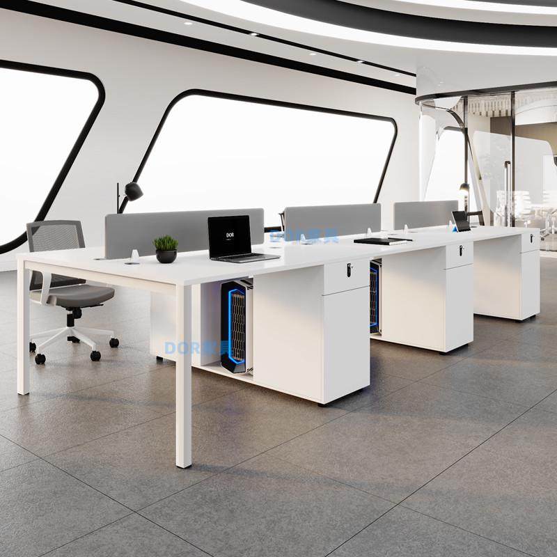 员工办公桌简约现代白色面对面4人位6四人职员卡座办公室桌椅组