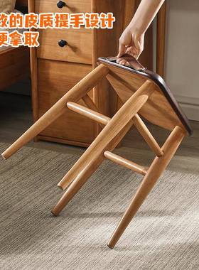 家逸实木带提手化妆凳梳妆凳化妆椅凳子妆凳方凳化妆台凳子板凳