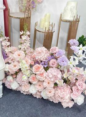 新款布置装饰花拱门路引T台花艺婚礼假花铁艺场景仿真花拱门婚礼