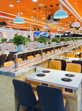 全套商用回转一体式旋转小火锅设备自助传送式一人一锅转转小火锅