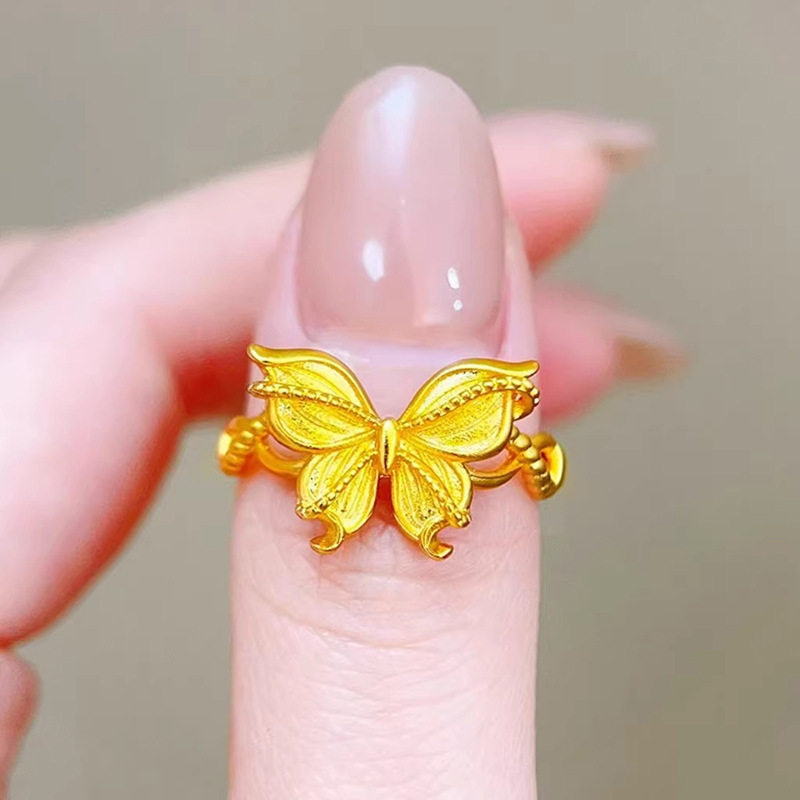 Misty filigree colorful butterfly ring for women