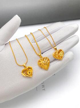 越南沙金爱心吊坠女锁骨