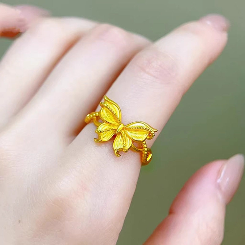 Misty filigree colorful butterfly ring for women