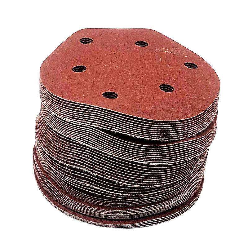 厂家5寸6孔植绒干磨机抛光打磨砂纸除锈环保自粘圆形背绒碟片圆盘,淘宝优惠券,粉丝福利购,淘宝优惠卷