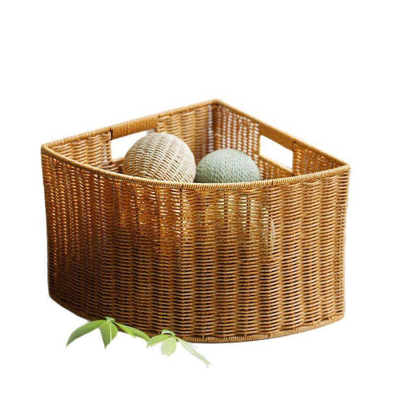 整理储物箱藤编玩具收纳筐扇形墙角衣柜篮贴合杂物仿三角转角,淘宝优惠券,粉丝福利购,淘宝优惠卷