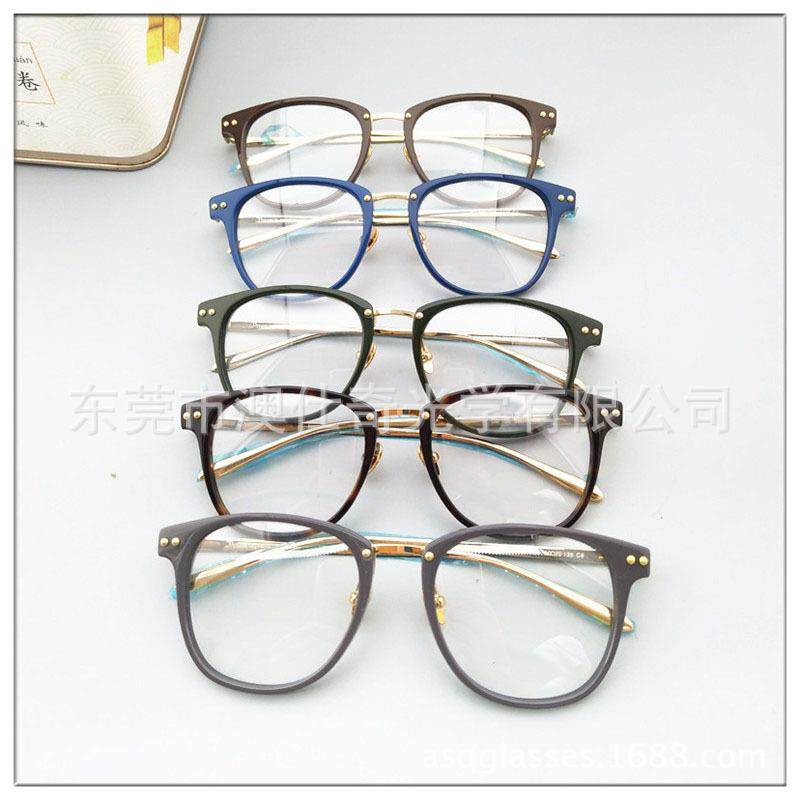 撞色复古框架光学镜框架凹造型眼镜户外阻挡蓝光线眼镜黄色框金配,淘宝优惠券,粉丝福利购,淘宝优惠卷