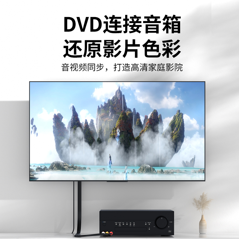 绿众av线三对三视频线机顶盒和电视机连接线与有线有限输出红白黄三色dvd音频3对3数据传输入莲花头vcd影碟机 - 图1