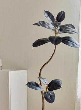 北欧仿真植物橡皮树黑金刚大叶客厅仿真绿植造景装饰盆栽花卉植物