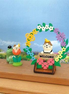 花园农夫地鼠猫咪粉花猫摆件礼物桌面拍摄道具日式猫ZAKKA