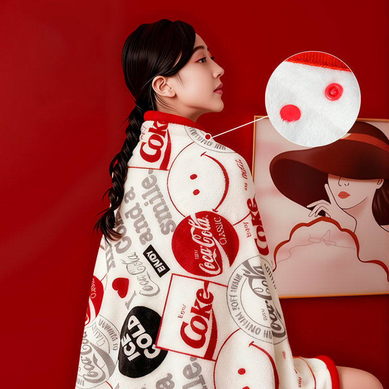 三方半|可口可乐抱枕被子两用办公室折叠车载睡觉靠垫毯子三合一,淘宝优惠券,粉丝福利购,淘宝优惠卷