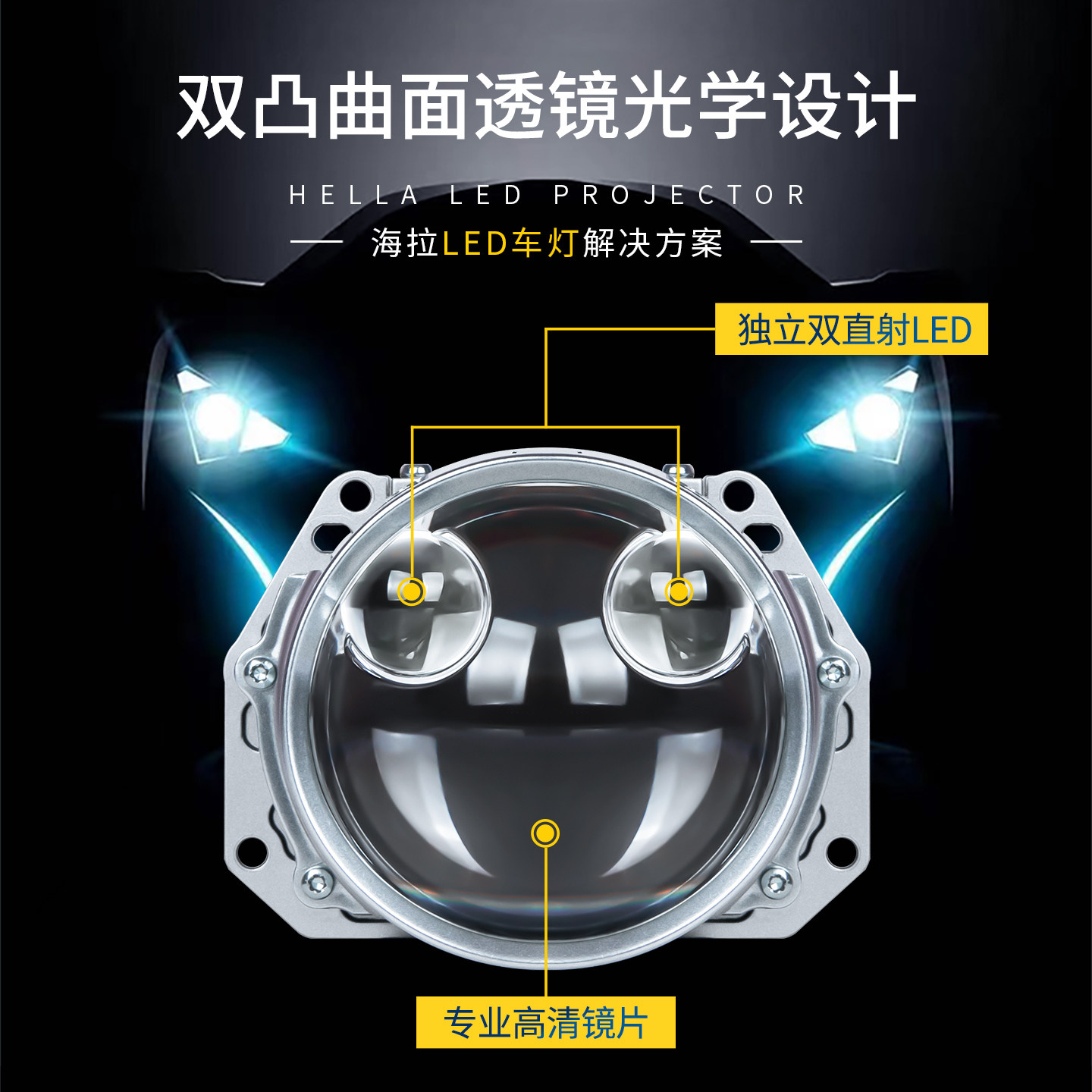 HELLA海拉8双直射5光LED双光透镜模组激光大灯车灯升级照射1000米,淘宝优惠券,粉丝福利购,淘宝优惠卷
