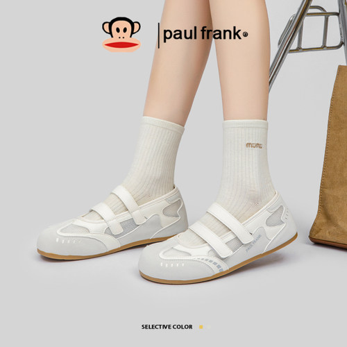 大嘴猴休闲网面鞋透气玛丽珍芭蕾平底女鞋浅口平跟魔术贴单鞋 - 图1