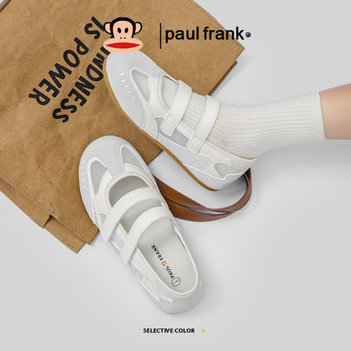 大嘴猴休闲网面鞋透气玛丽珍芭蕾平底女鞋浅口平跟魔术贴单鞋 - 图2