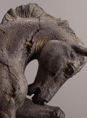 美式风格仿古将军马头摆饰家居软装饰品树脂摆件客厅玄关书房摆设