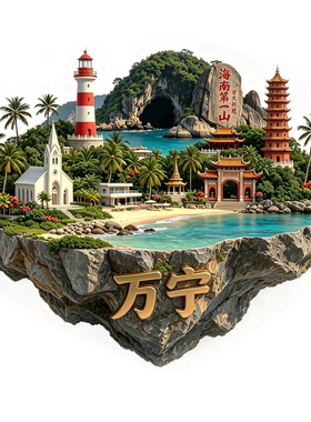 【海南万宁冰箱贴】红白海岸灯塔南洋白色小教堂旅游打卡纪念磁贴