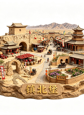 【宁夏银川镇北堡冰箱贴】文创文旅黄土窑洞古集市古城门旅游打卡