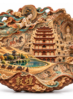 【甘肃酒泉敦煌莫高窟冰箱贴】文创鸣沙山月牙泉壁画丝路打卡磁贴