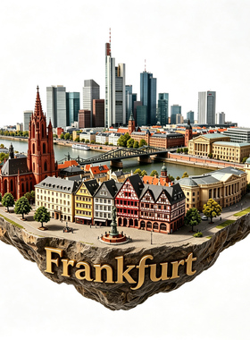 【德国法兰克福冰箱贴】Frankfurt美因河罗马广场旅游纪念品贴饰