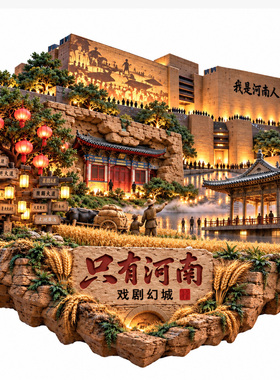 【只有河南冰箱贴】戏剧幻城夯土城墙灯笼古街文旅爆款文创磁贴潮