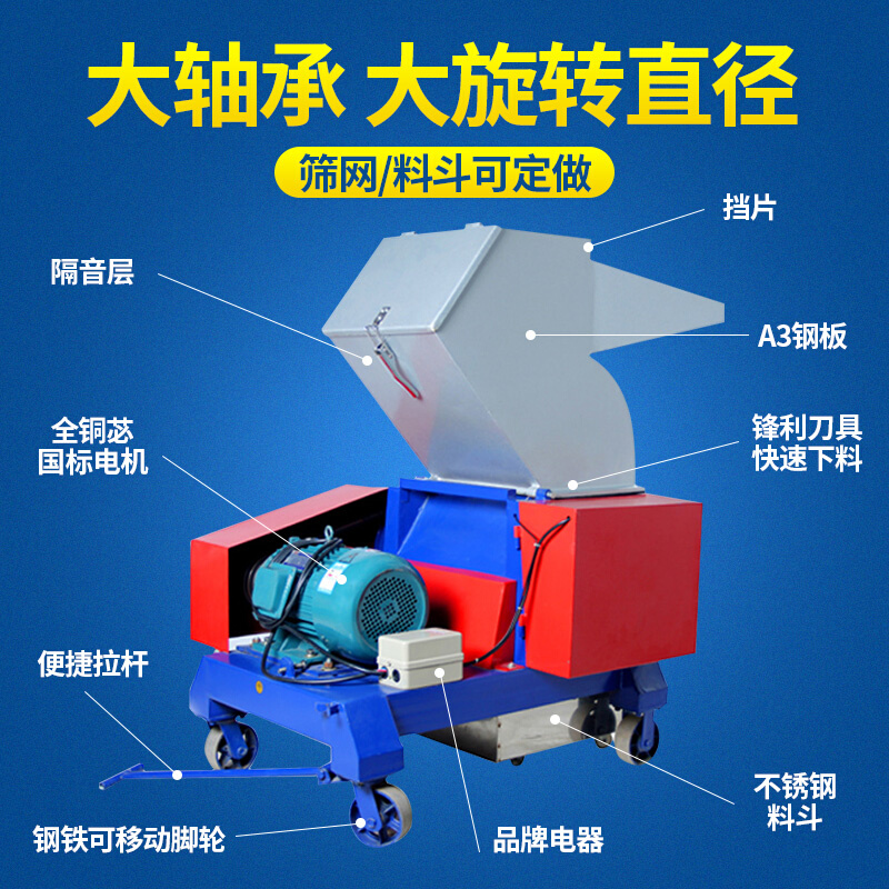 塑料粉碎机强力粉碎机塑料破碎机多功能打料机料头机边粉料机 - 图0