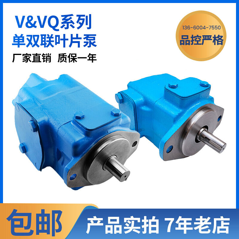 定量叶片泵20V25V35V45V单联液压泵2520V3520V4535V高压双联油泵 - 图0