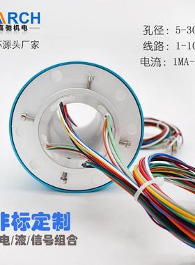 铝合金过孔导电滑环旋转可改做2至60路12.7mm至内孔100mm
